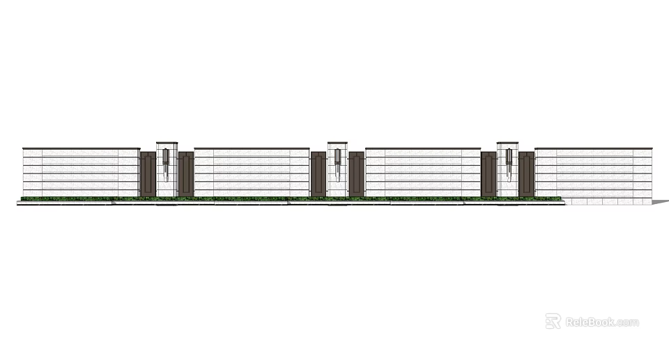 Modern Building Exterior Wall Design With Columns And Horizontal Panels 3d model 