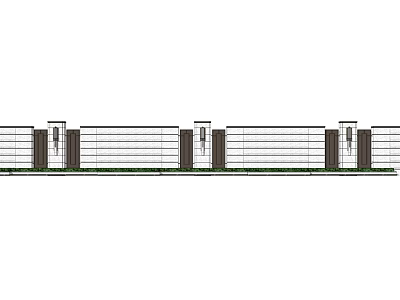 Modern Building Exterior Wall Design With Columns And Horizontal Panels 3d model