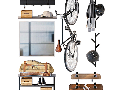 Modern bicycle skateboard ornaments model