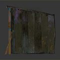 Rustic Wooden Pallet Structure With Blue Panel Green Frame And Colorful Accents