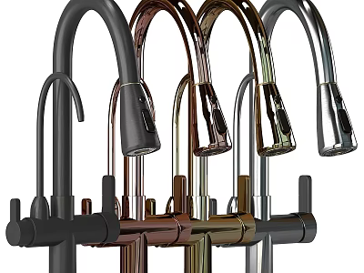 Modern Bathroom Kitchen Faucets in Black Copper Gold Silver Finishes for Home Decor 3d model