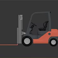 Industrial Forklift Equipment with Fork Tines Operator Cab and Red Gray Design