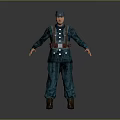 Detailed Military Character In Blue Uniform With Cap Suspenders Belt And Standing Pose