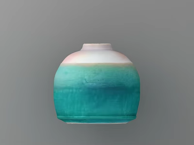 Ceramic Vase With Pastel Gradient Colors In Round Shape Against Neutral Gray Background 3d model