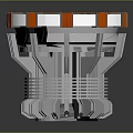 Futuristic Sci Fi Circular Device With Glowing Red Blue Panels And Metallic Base