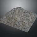Square 3D Mountain Model With Rocky Surface Texture And Gray Brown Color