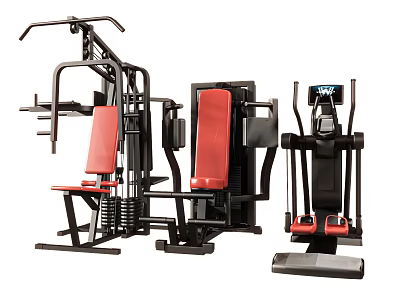 Black Red Multi Functional Sports Equipment for Home Gym Strength Training 3d model
