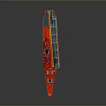 Red Aircraft Carrier Model With Green Deck White Superstructure And Equipment