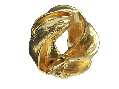 Shiny Golden Twisted Knot Loop Decorative Ornament With Metallic Finish 3d model