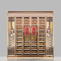 Luxury Brass Frame Wine Cabinet With Glass Doors And Multiple Wine Racks