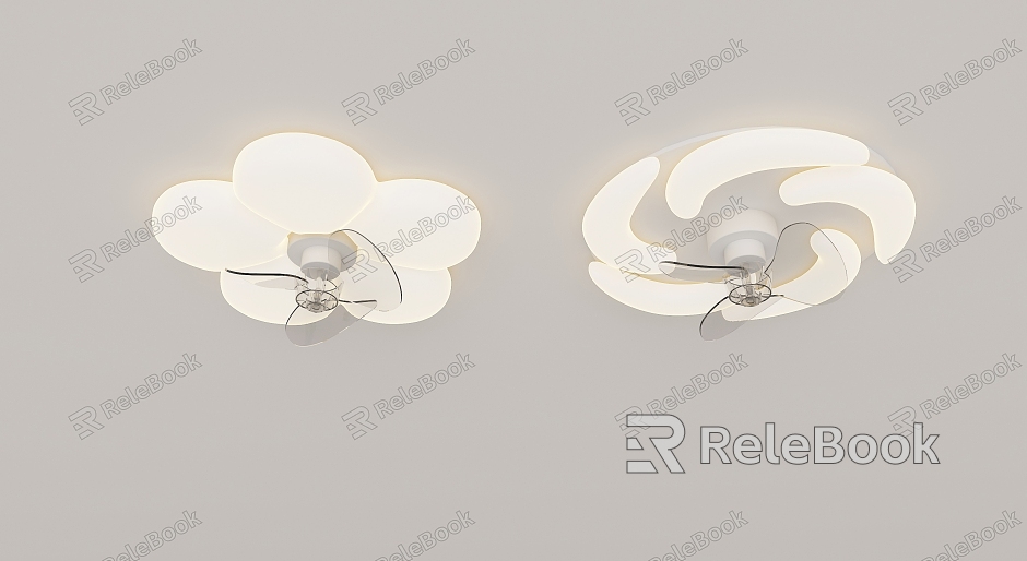 Cream fan lamp model