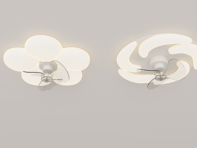 Cream fan lamp model