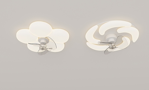 Cream fan lamp 3d model