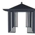 Outdoor Black Landscape Pavilion with Sloped Roof Slatted Columns and Modern Design