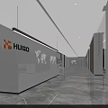 Modern Minimalist Corporate Reception Desk With Custom Brand Logo In Bright Spacious Marble Office Lobby