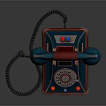 Vintage Style Computer With Classic Dial Design And Retro Blue Red Accents