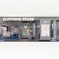 Modern Mall Store Interior With Glass Partitions Seating Area And Display Counters 3d model