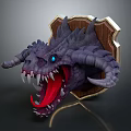 Game Movie Character Purple Dragon Head Featuring Blue Eyes Open Mouth And Sharp Fangs
