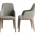 Light Gray Upholstered Dining Chairs With Armrests And Wooden Legs Modern Design