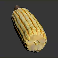 Fresh Yellow Corn Cob with Vibrant Kernels on Dark Reflective Surface