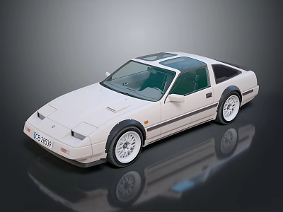 Classic White Two Door Sports Car With Sleek Design Sunroof And Shiny Alloy Wheels 3d model