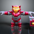 Red and Silver Armored Superhero Character With Open Arms And Red Box Containing Golden Sphere