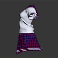 White Short Sleeve Sailor Top With Red Blue Plaid Pleated Skirt Outfit