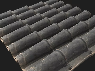 Traditional Black Roof Tiles Neatly Arranged For Classic Architectural Roofing 3d model