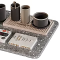 Modern Minimalist Decorative Ornament Set with Trays Bottles Mugs and Books Neutral Tones Home Decor