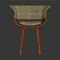 Modern Stylish Stool with Orange Curved Frame and Beige Plaid Fabric Seat for Contemporary Interior