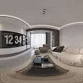 Modern Minimalist Open Plan Living And Dining Room Interior Design With Soft Ambient Lighting