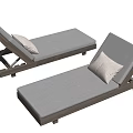 Modern Lounge Chair with Wooden Frame Gray Cushion and Comfortable Pillow