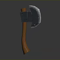 Axe Weapon 3D Model Design With Wooden Handle And Metal Head