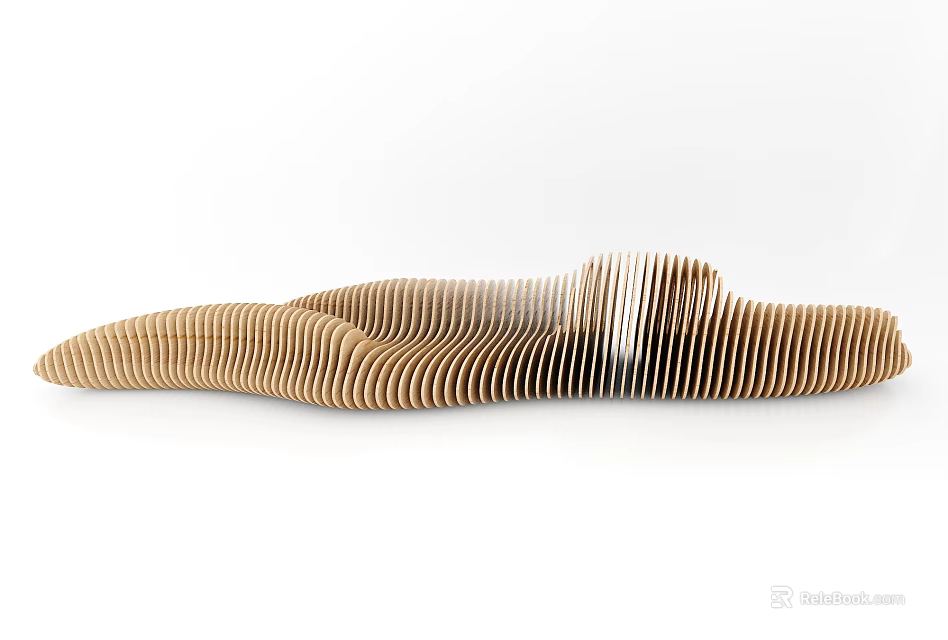 Public Chair Featuring Unique Modern Wooden Stripe Design For Outdoor Public Areas 3d model 