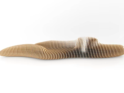 Public Chair Featuring Unique Modern Wooden Stripe Design For Outdoor Public Areas 3d model