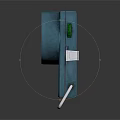 Blue Casing Device With Circular Transparent Section Green Adjustment Knob And White Metal Stand