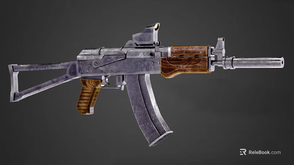 Vintage Classic Rifle With Wooden Stock Grip And Metal Body Magazine Design 3d model 