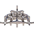 Metallic Geometric Grid Structure With Intricate Open Framework And Support Struts