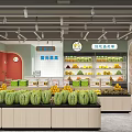 Bright Fruit Store Interior With Fresh Watermelons Cantaloupes and Various Fruits