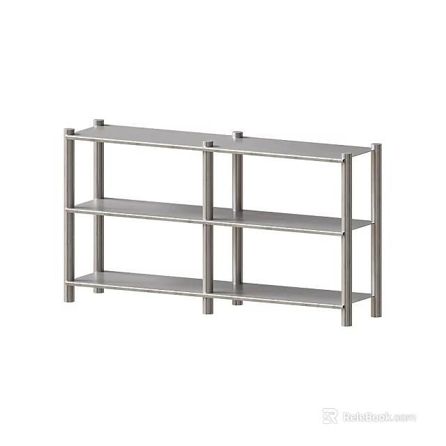 Modern Three Tier Metal Open Storage Shelving Unit With Sturdy Frame Design 3d model 