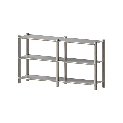Modern Three Tier Metal Open Storage Shelving Unit With Sturdy Frame Design 3d model