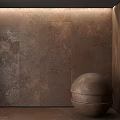 Rust Colored Metallic Component with Textured Surface on Wall and Industrial Appeal 3d model