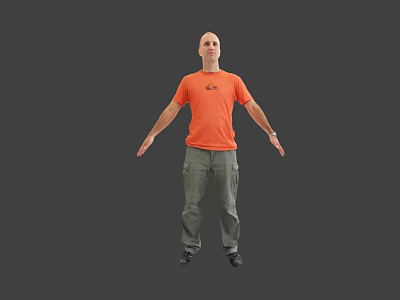 Modern men men in orange shirts 3d model