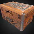 Vintage Wooden Carved Storage Box With Intricate Patterns For Clothing Accessories