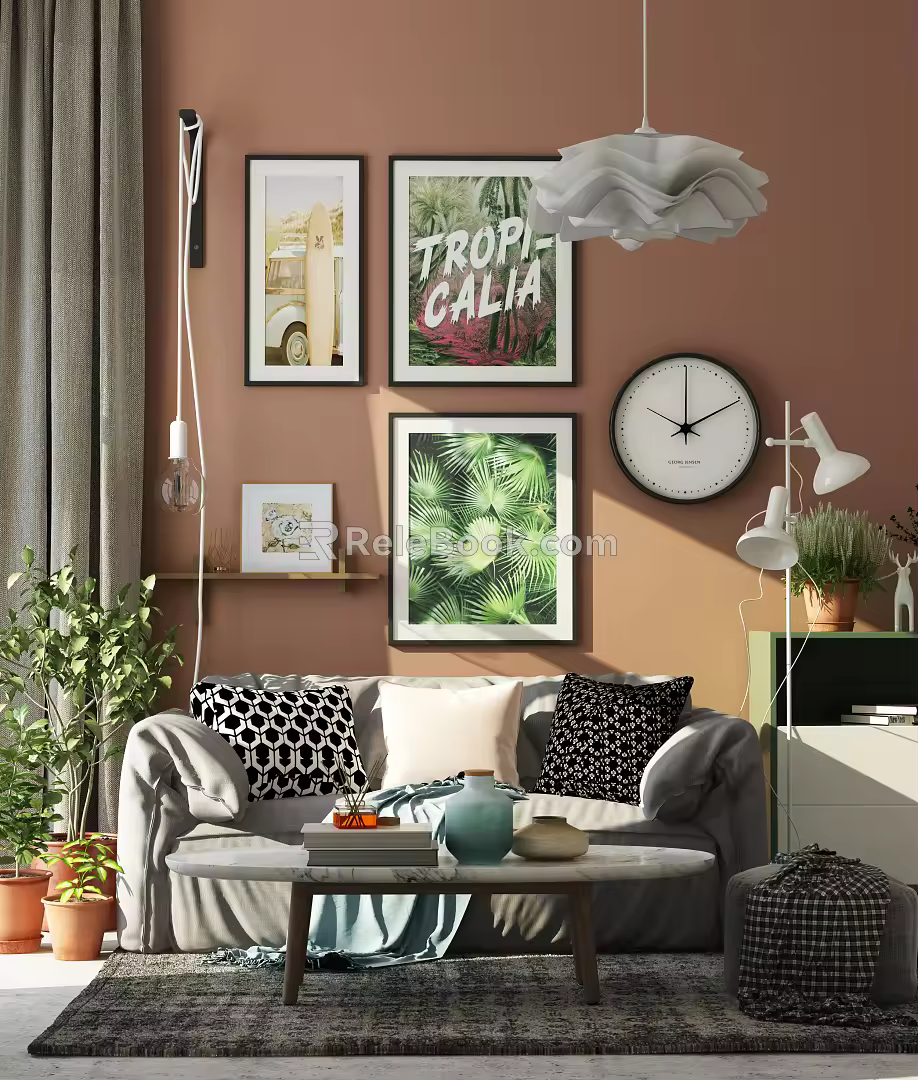 Nordic Double Sofa Combination 3d model