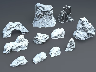 Natural Stone And Wood Decorative Pieces In Various Shapes And Textures 3d model