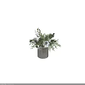 Elegant Decorative Flower Arrangement In Transparent Glass Vase With White Flowers And Green Leaves