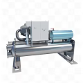 Industrial Water Chiller Equipment With White Control Box Blue Cylindrical Component And Silver Tubular Structure