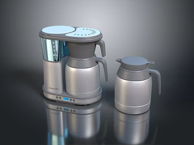 Modern Silver Metallic Kitchen Appliances Set With Sleek Design And Shiny Finish 3d model