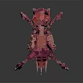 Pink Mechanical Creature With Intricate Metallic Structure Multiple Legs And Green Glowing Lights